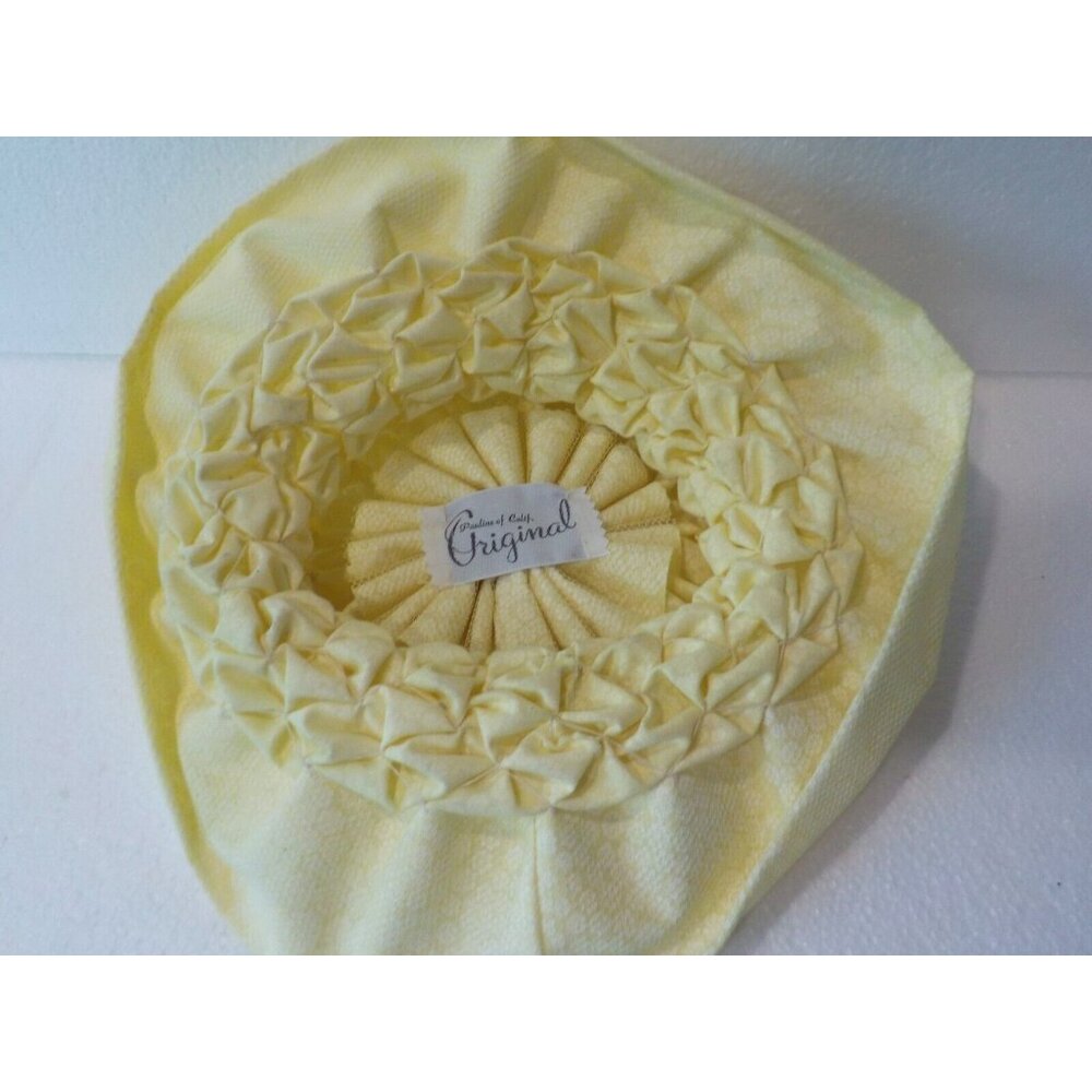 Vintage Pauline of California Original Yellow Fabric Netted Gathered Bonnet Hat - Picture 7 of 7